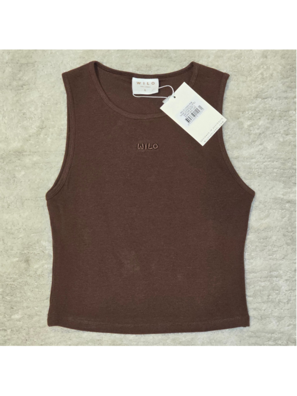 Women's Wilo The Label Ribbed Tank Top Size L Brown